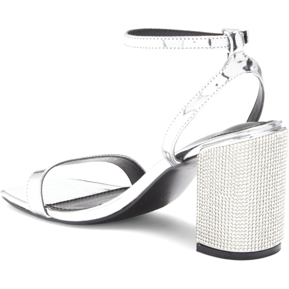 Metallic Silver Rhinestone Block Heels Azalea Wang 9